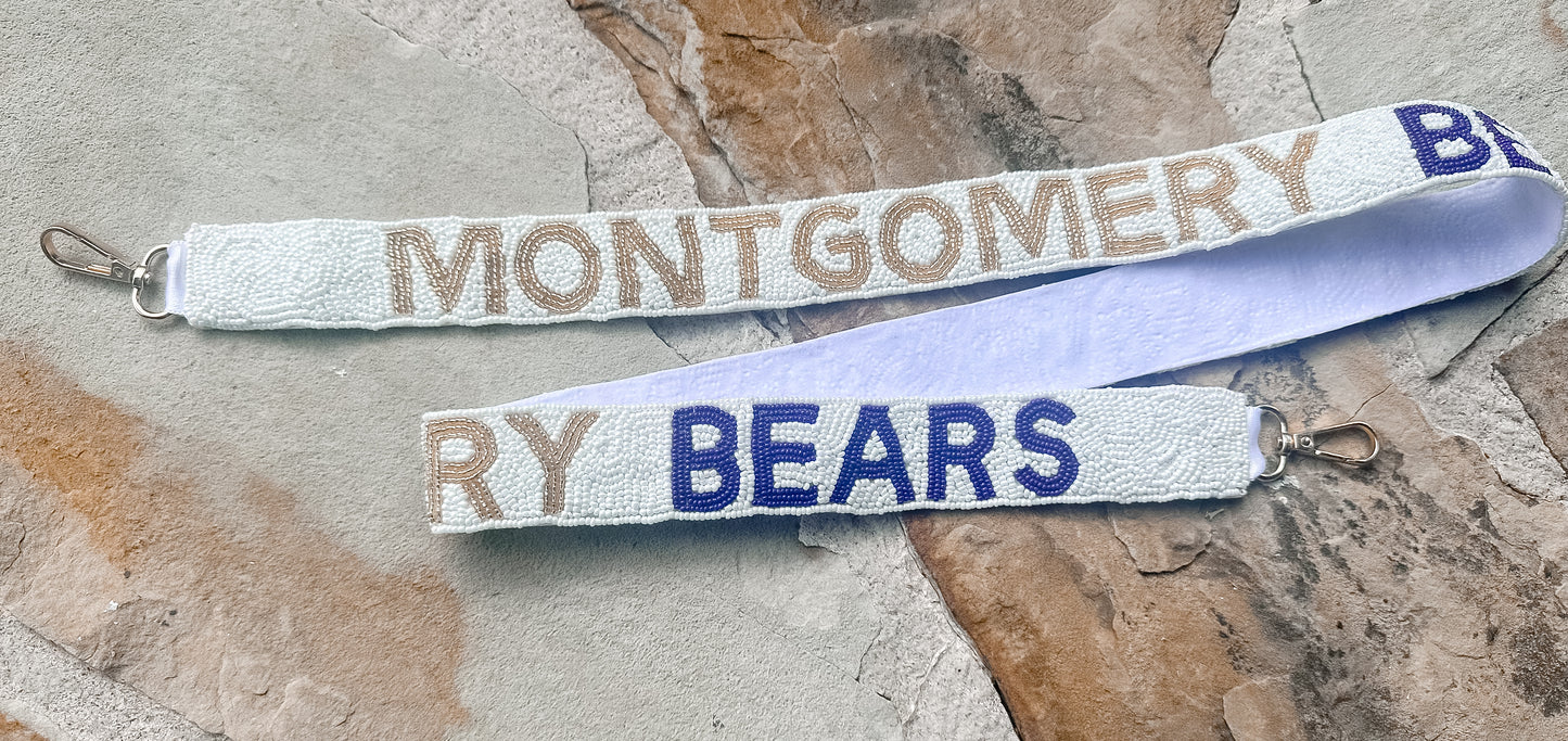 White Montgomery Bears Beaded Purse Strap