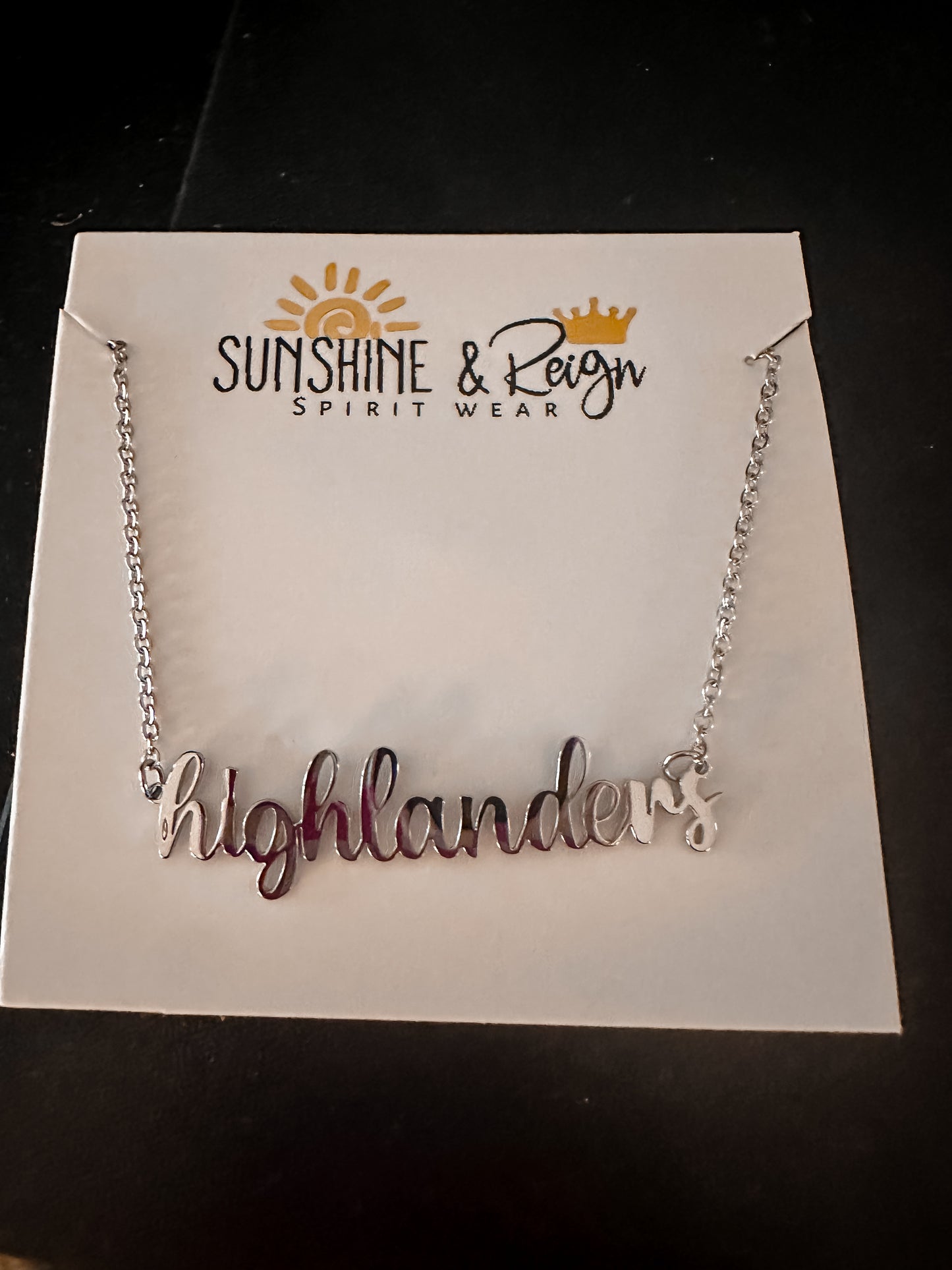 Silver Highlanders Script Necklace