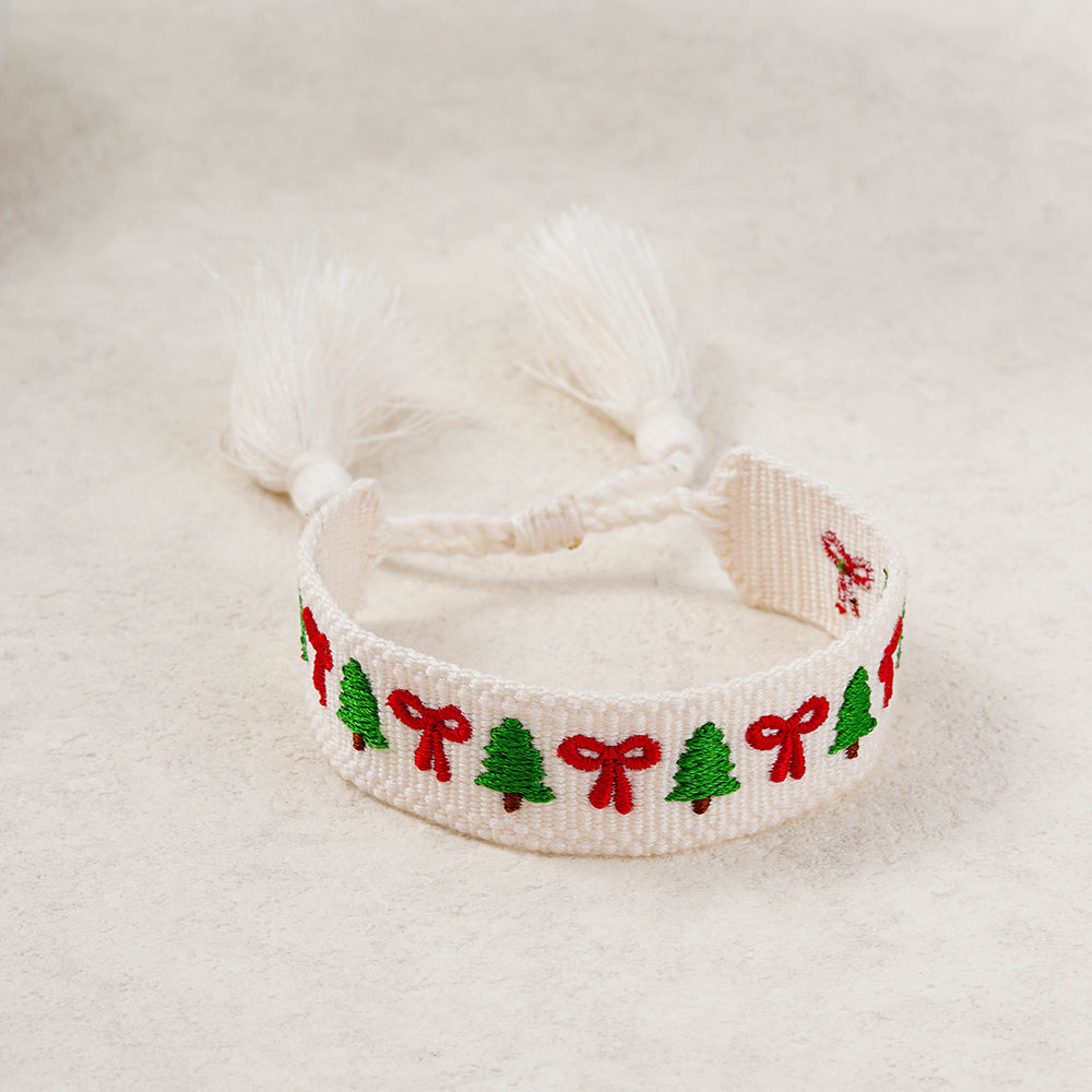 Christmas Trees and Bows Tassel Bracelet