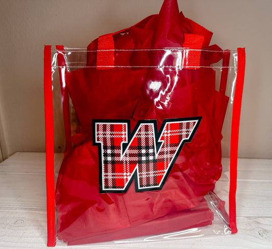 Plaid W Clear Tote