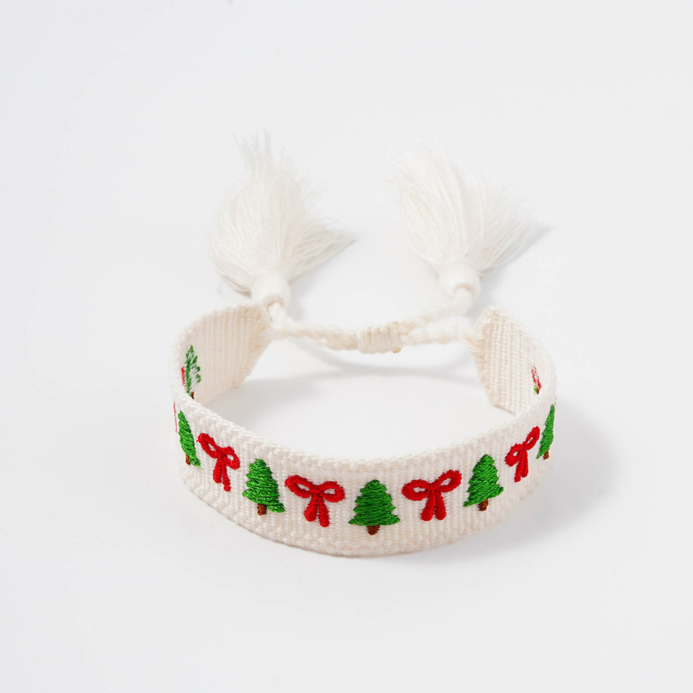 Christmas Trees and Bows Tassel Bracelet