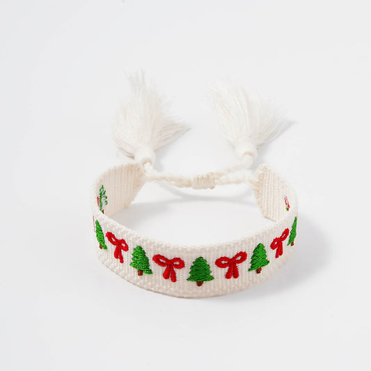 Christmas Trees and Bows Tassel Bracelet