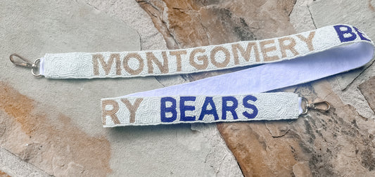 White Montgomery Bears Beaded Purse Strap