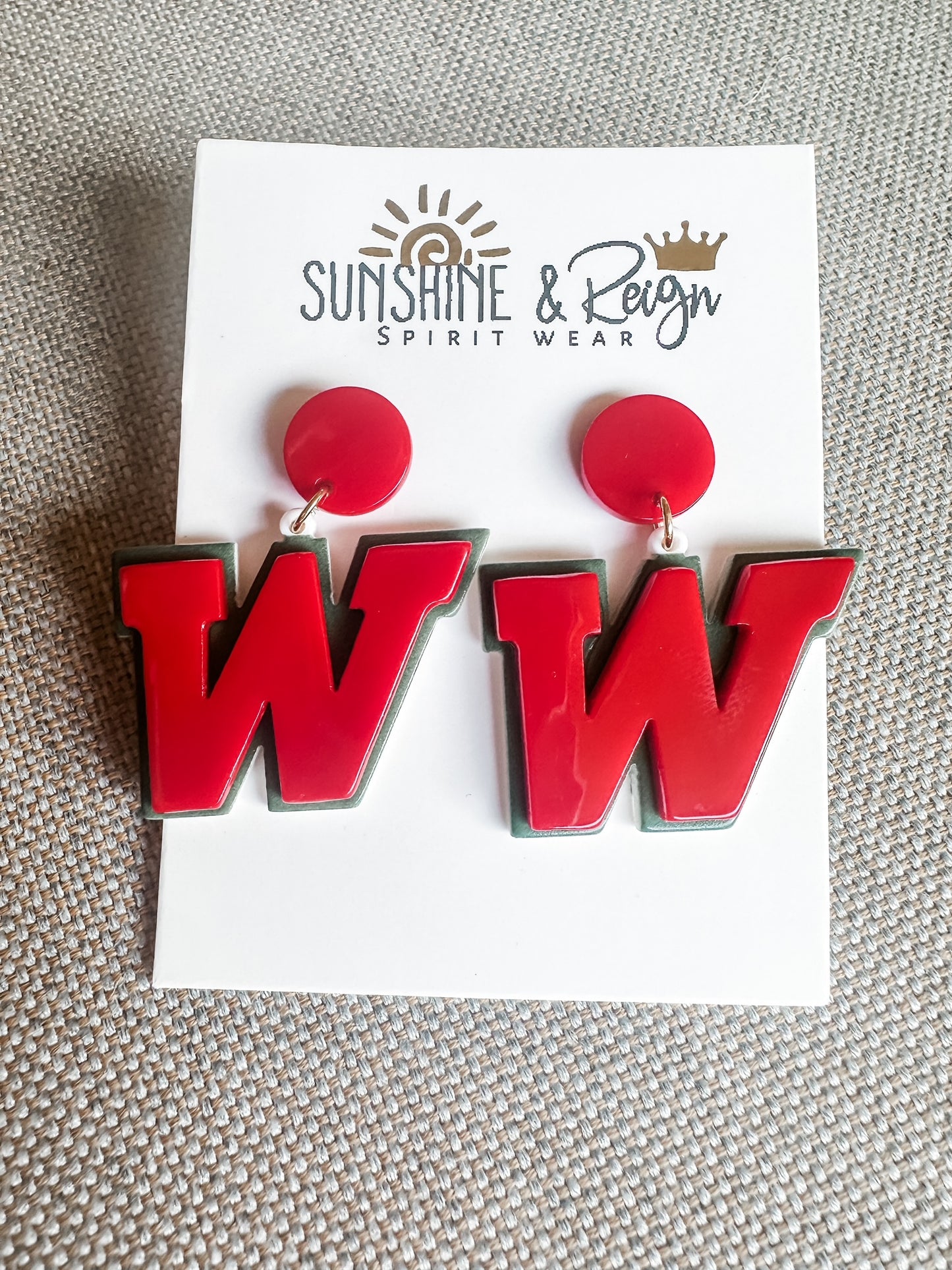 Woodlands "W" Acrylic Earrings