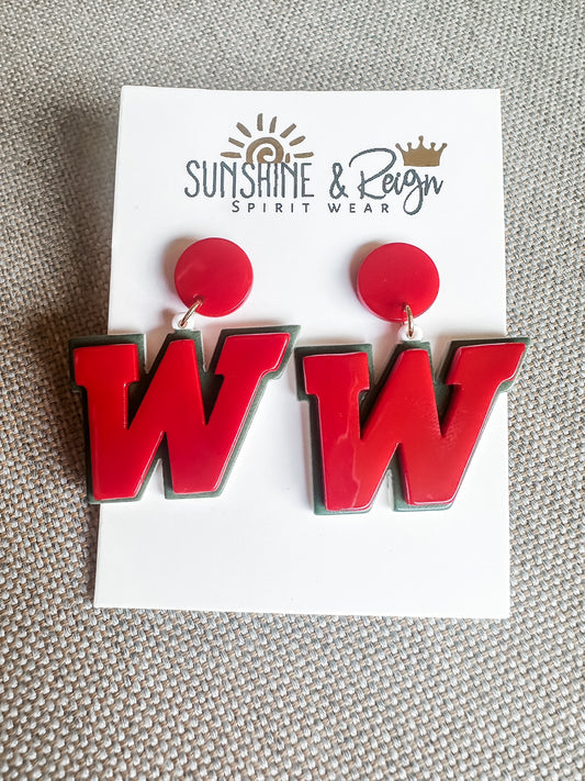 Woodlands "W" Acrylic Earrings