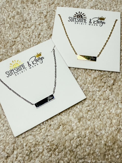 JLTW Engraved Bar Necklace