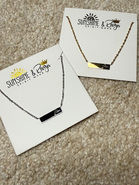 JLTW Engraved Bar Necklace