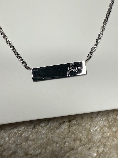 JLTW Engraved Bar Necklace
