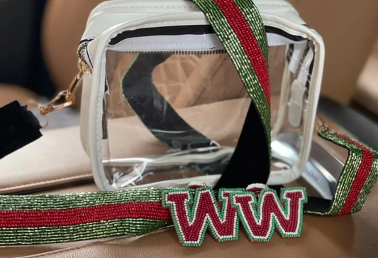 Red and Green Beaded Purse Strap
