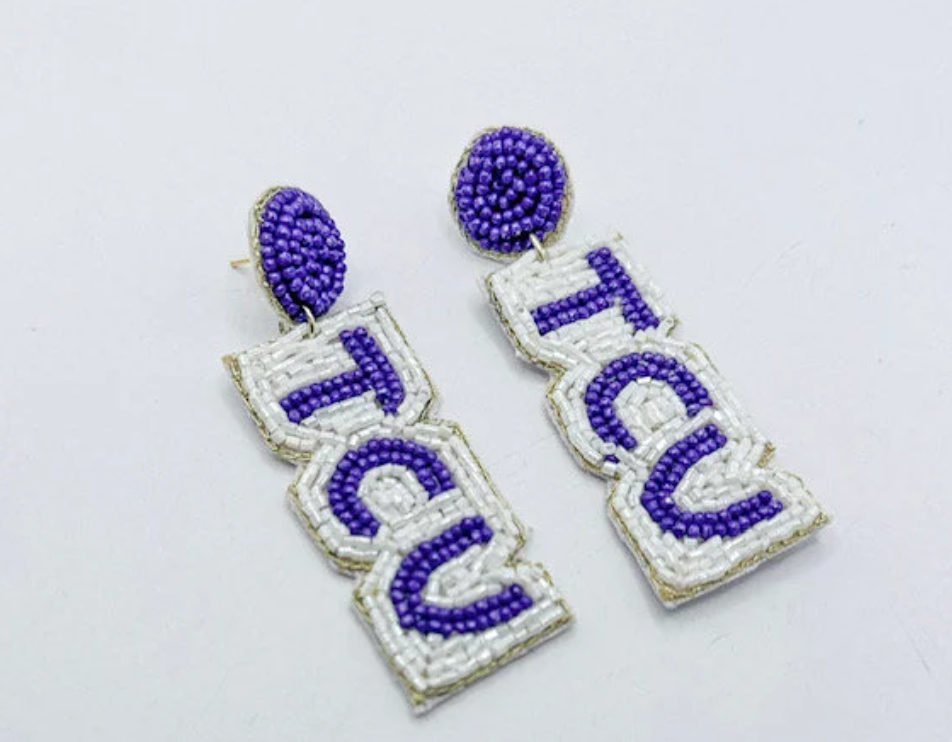 Texas Christian University TCU Beaded Earrings