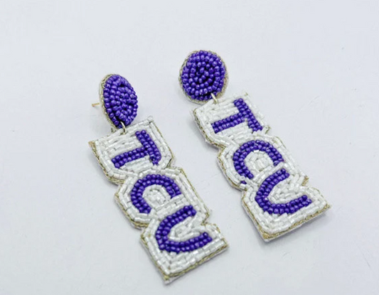 Texas Christian University TCU Beaded Earrings