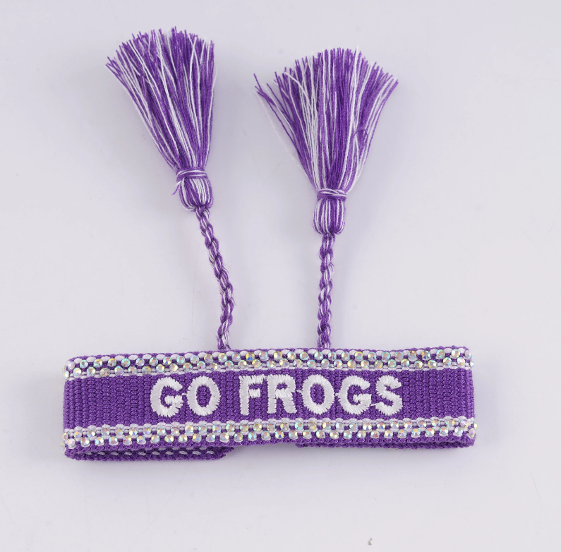 Texas Christian University GO FROGS Jeweled Tassel Bracelet