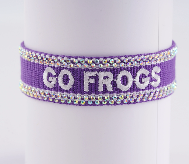 Texas Christian University GO FROGS Jeweled Tassel Bracelet